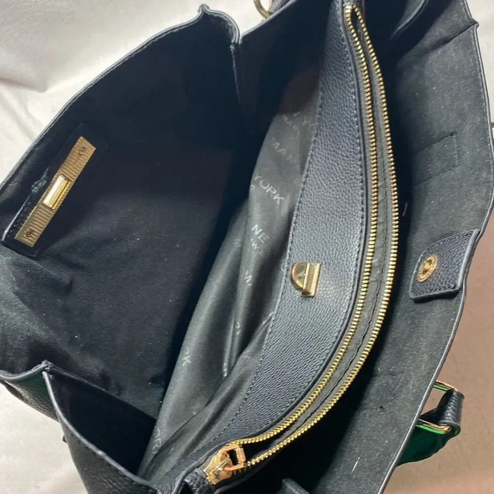 Marc New York Andrew Marc Black Tote Bag with Gold Hardwear